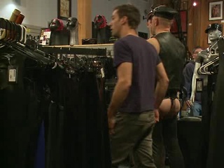 Ripped boy gets his hole shocked and filled at Mr. S Leather Store. 
