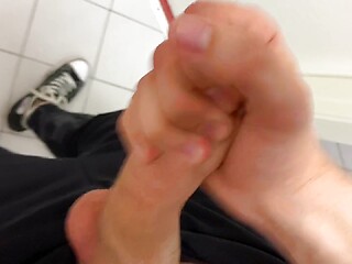 Hot Boy Jerkin off in Toilet at Gym (RISKY)/ almost Caught ! /hunks /cute