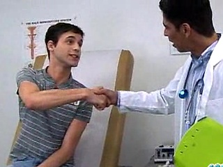Cute college boy gets examed by the doctor in a good way.