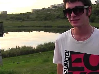 Czech hunter 62. Hot twink sucking off cock outdoors.