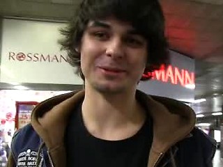 Czech hunter 63. Brunette boy sucking off cock in a center of Prague.
