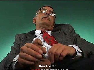 Silver daddy Ken Foster strokes dick